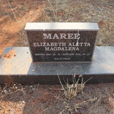 MAREE Elizabeth Aletta Magdalena 1920-2004