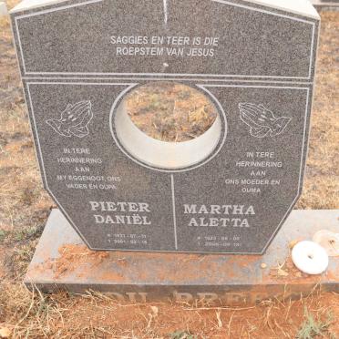PREEZ Pieter Daniel, du 1921-2001 & Martha Aletta 1923-2008 