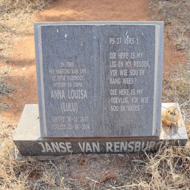 RENSBURG Anna Louisa, Janse van 1943-2004