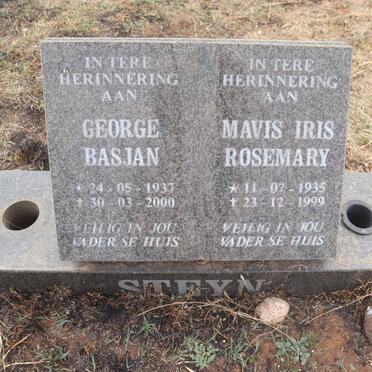STEYN George Basjan 1937-2000 & Mavis Iris Rosemary 1935-1999