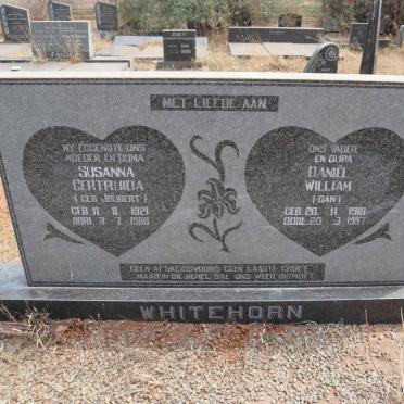 WHITEHORN Daniel William 1918-1997 & Susanna Gertruida JOUBERT 1921-1988