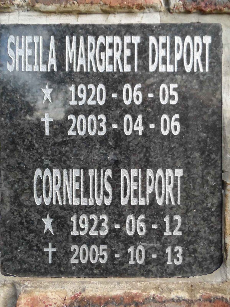 DELPORT Cornelius 1923-2003 &amp; Sheila Margeret 1920-2003