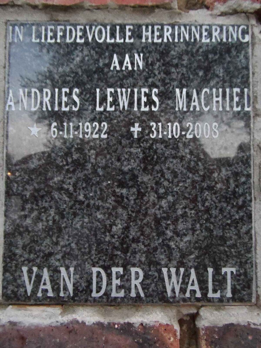 WALT Andries Lewies Machiel, van der 1922-2008
