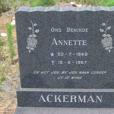 ACKERMAN Annette 1949-1967