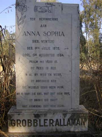ALLAMAN Anna Sophia, Grobbler nee VENTER 1873-1954