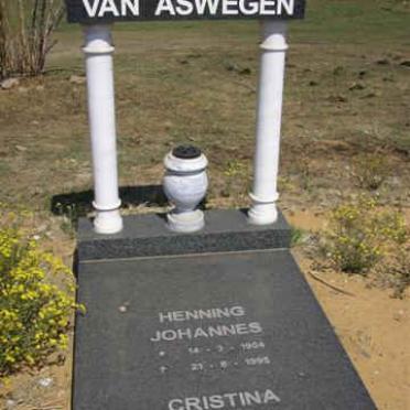 ASWEGEN Henning Johannes, van 1904-19?5 &amp; Cristina Elizabeth 1898-1978
