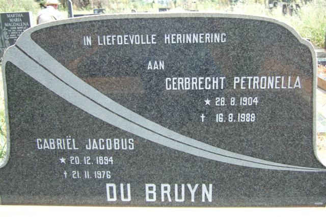 BRUYN Gabriel Jacobus. du 1894-1976 &amp; Gerbrecht Petronella 1904-1988