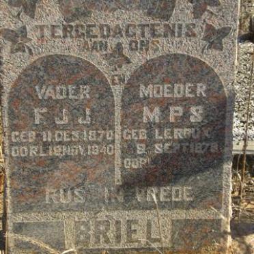 BRIEL F.J.J. 1870-1940 &amp; M.P.S. LE ROUX, 1879-