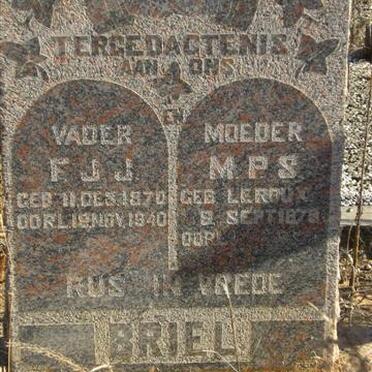 BRIEL F.J.J. 1870-1940 &amp; M.P.S. LE ROUX, 1879-