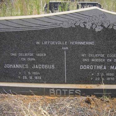 BOTES Johannes Jacobus 1884-1973 &amp; Dorothea Maria 1896-1970