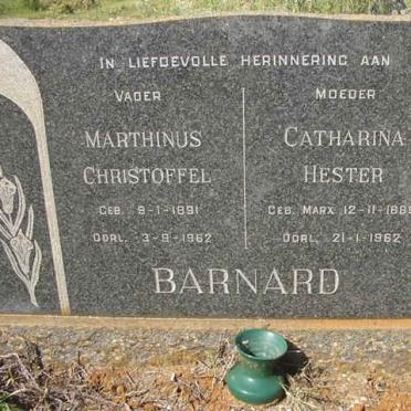 BARNARD Marthinus Christoffel 1891-1962 &amp; Catharina Hester MARX 1889-1962