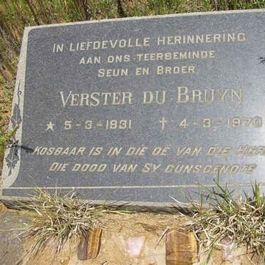 BRUYN Verster, du 1931-1970