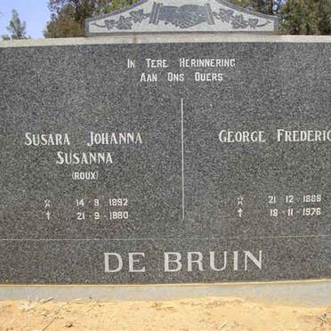 BRUIN George Frederick, de 1888-1976 &amp; Susara Johanna Susanna ROUX 1892-1980