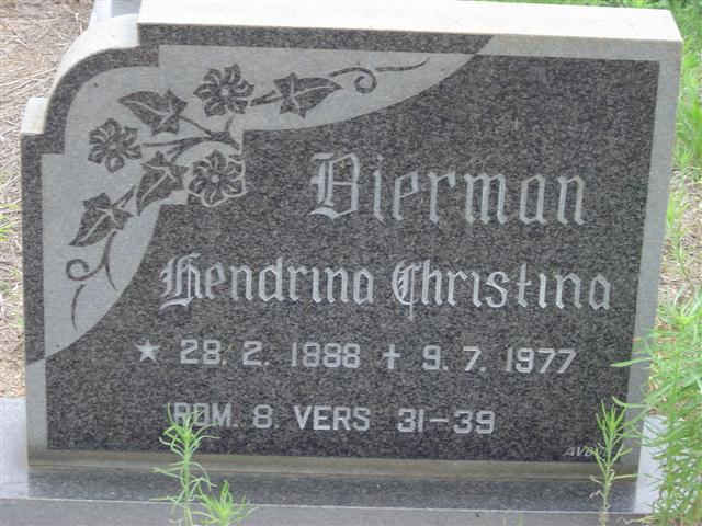 BIERMAN Hendrina Christina 1888-1977