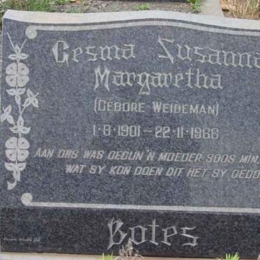 BOTES Gesina Susanna Margaretha nee WEIDEMAN 1901-1966