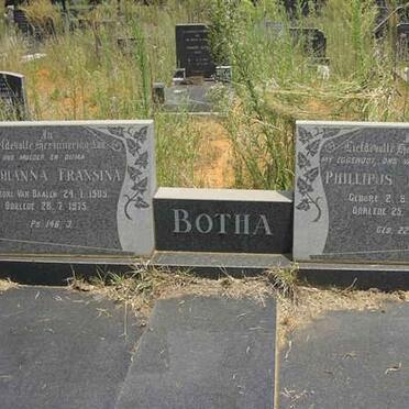 BOTHA Phillipus Rudolf 1884-1970 &amp; Johanna Francina VAN BAALCH 1905-1975