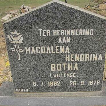 BOTHA Magdalena Hendrina nee WILLEMSE 1892-1978