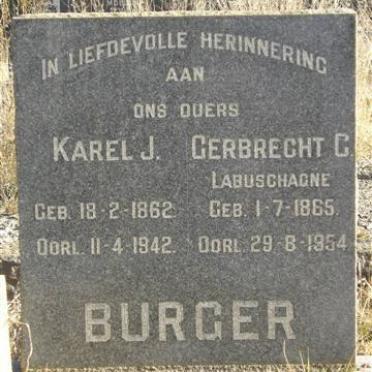BURGER Karel J. 1862-1942 &amp; Gerbrecht C. LABUSCHAGNE 1865-1954