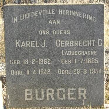 BURGER Karel J. 1862-1942 &amp; Gerbrecht C. LABUSCHAGNE 1865-1954