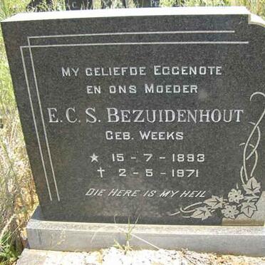 BEZUIDENHOUT E.C.S. nee WEEKS 1893-1971