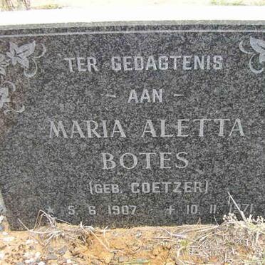 BOTES Maria Aletta nee COETZER 1907-1971