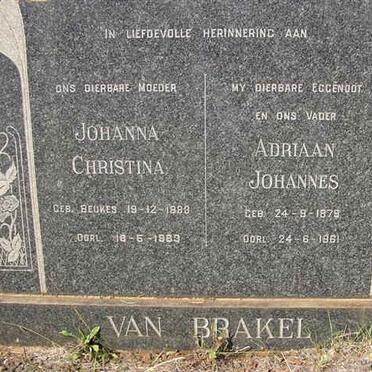 BRAKEL Adriaan Johannes, van 1879-1961 &amp; Johanna Christina BEUKES 1883-1963