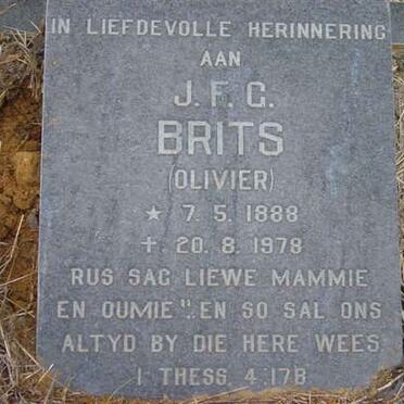 BRITS J.F.G. nee OLIVIER 1883-1978