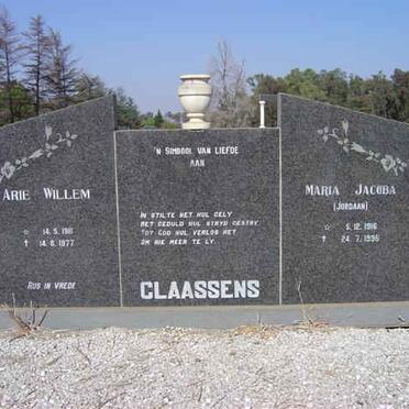 CLAASSENS Aria Willem 1911-1977 &amp; Maria Jacoba JORDAAN 1916-1996