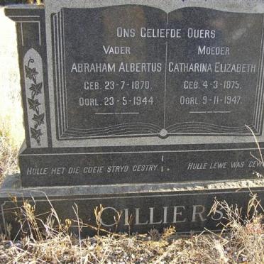 CILLIERS Abraham Albertus 1870-1944 &amp; Catharina Elizabeth 1875-1947
