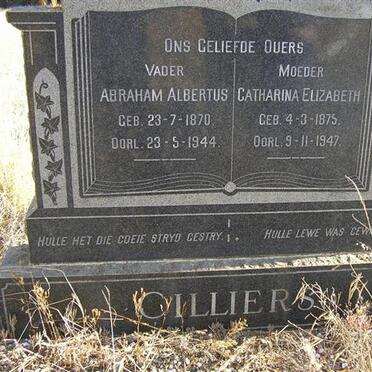 CILLIERS Abraham Albertus 1870-1944 &amp; Catharina Elizabeth 1875-1947