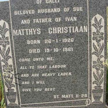 CALITZ  Matthys Christiaan 1926-1961