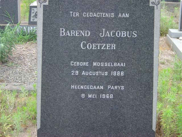 COETZER Barend Jacobus 1888-1968