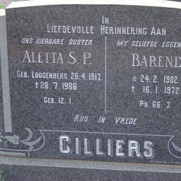 CILLIERS Barend 1902-1972 &amp; Aletta S.P. LOGGENBERG 1917-1986