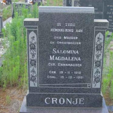 CRONJE Salomina Magdalena nee DANNHAUSER 1916-1981