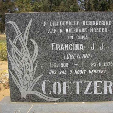 COETZER Francina J.J. nee GREYLING 1906-1978