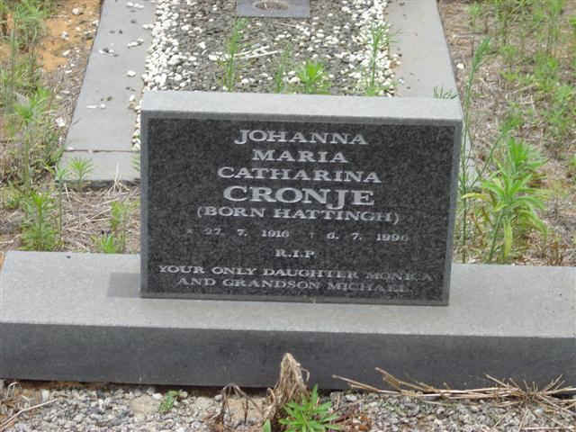 CRONJE Johanna Maria Catharina nee HATTINGH 1916-1996