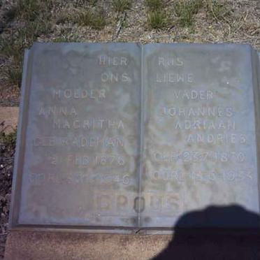 CROUSE Johannes Adriaan Andries 1870-1933 &amp; Anna Magritha RADEMAN 1876-1946