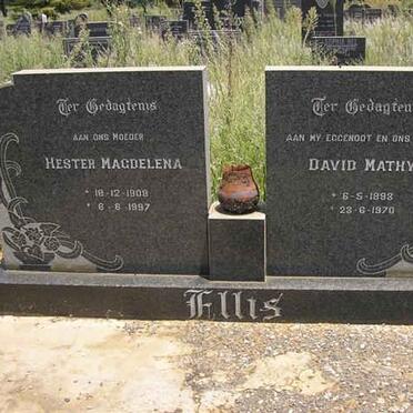 ELLIS David Mathys 1893-1970 &amp; Hester Magdalena 1909-1997
