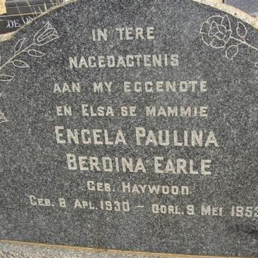 EARLE Engela Paulina Berdina néé HAYWOOD 1930-1953