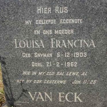 ECK  Louisa Francina, van nee SNYMAN 1903-1962