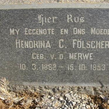 FÖLSCHER Hendrina C. néé VAN DER MERWE 1882-1953