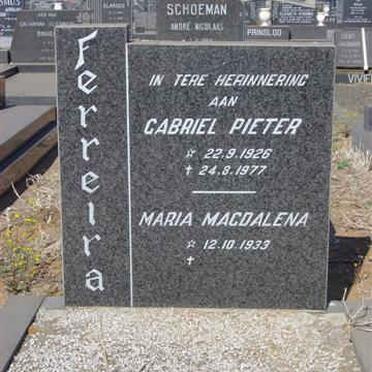 FERREIRA Gabriel Pieter 1926-1977 &amp; Maria Madgalena 1933-
