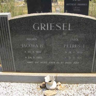 GRIESEL Petrus J. 1899-1971 &amp; Jacoba H. 1900-19?0