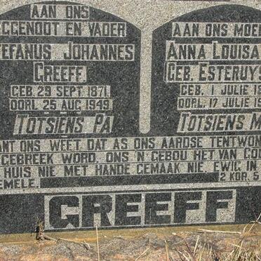 GREEFF Stefanus Johannes 1871-1949 &amp; Anna Louisa M. ESTERHUYSEN 1879-1963