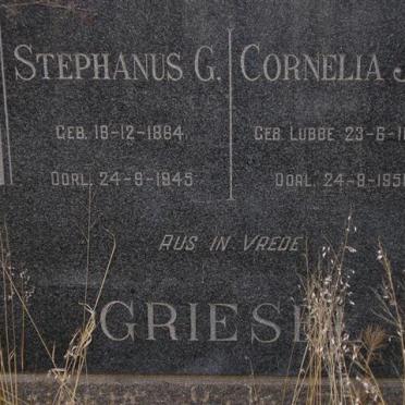 GRIESEL Stephanus G. 1864-1945 &amp; Cornelia J.M. LUBBE 1873-1951
