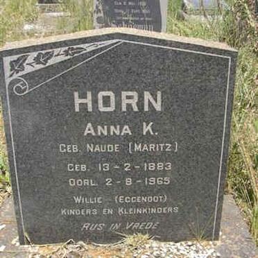 HORN Anna K. nee MARITZ 1883-1965