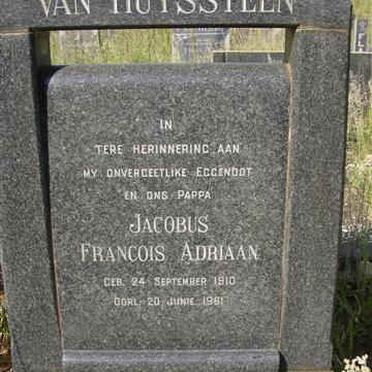 HUYSTEEN Jacobus Francois Adriaan, van 1910-1961