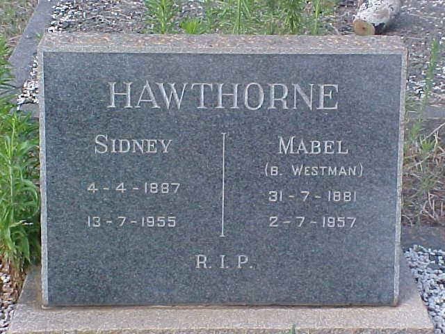 HAWTHORNE Sidney 1887-1955 &amp; Mabel WESTMAN 1881-1957