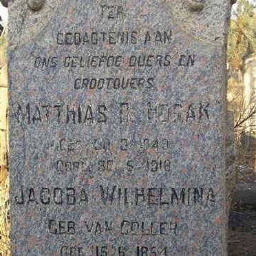 HORAK Matthias C. 1843-1918 &amp; Jacoba Wilhelmina VAN COLLER 1851-1915