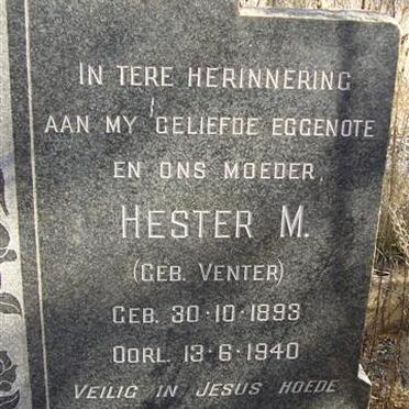 HUMAN Hester M néé VENTER 1893-1940